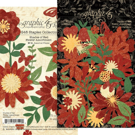 Graphic 45 - Flower Assortment - Shades of Red