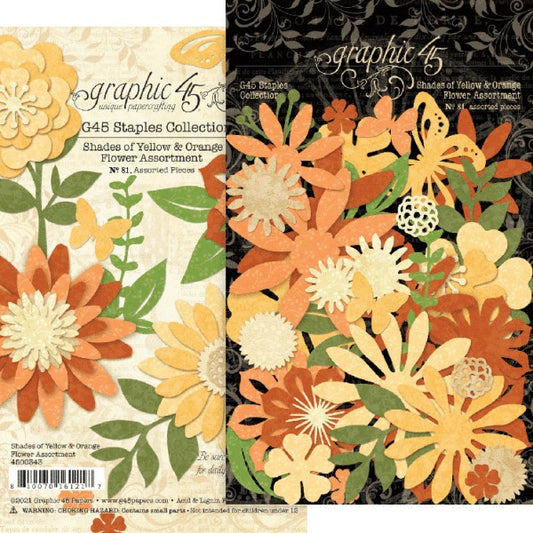 Graphic 45 - Flower Assortment - Shades of Yellow & Orange