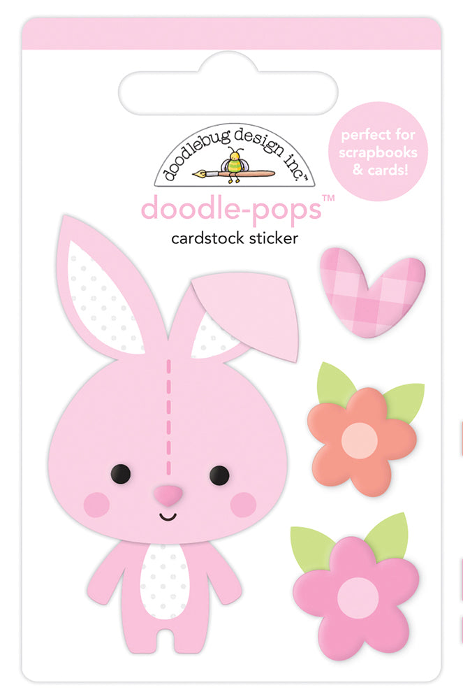 Doodlebug Design - Bundle of Joy Collection - Stickers - Doodle-Pops - Snuggle Bunny