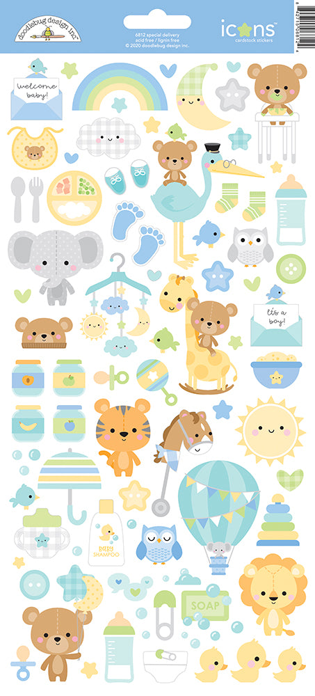 Doodlebug Design - Special Delivery Collection - Cardstock Stickers - Icons