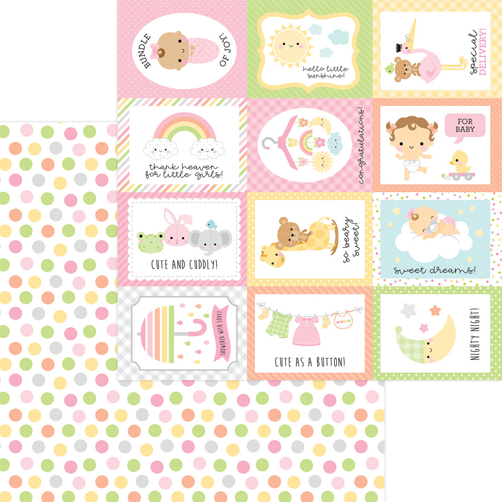 Doodlebug Design - Bundle of Joy Collection - 12 x 12 Double Sided Paper - Cute As A Button