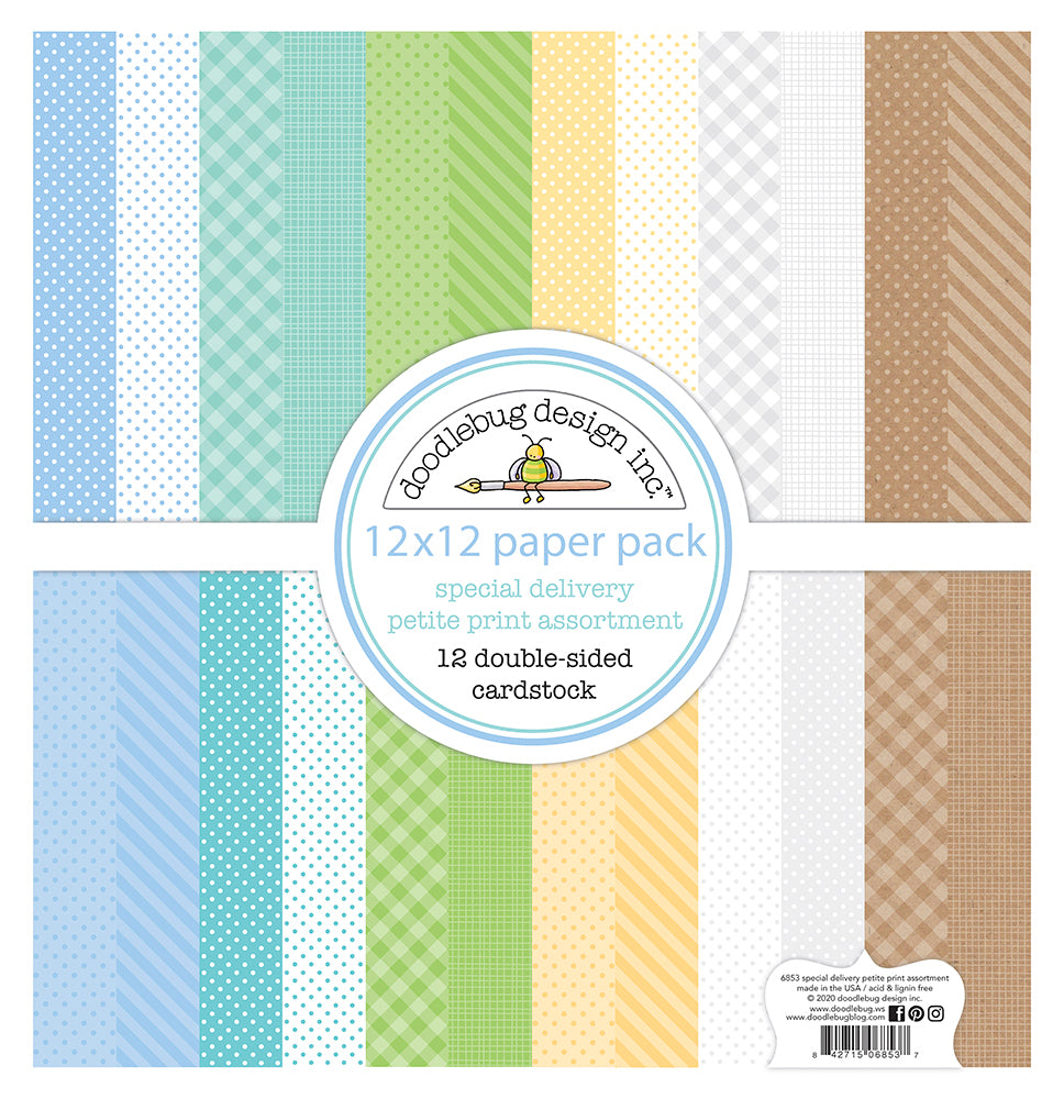 Doodlebug Design - Special Delivery Collection - 12 x 12 Paper Pack - Petite Print Assortment