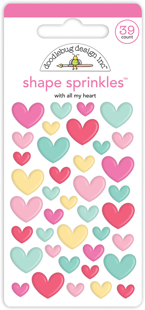 Doodlebug Design - Made With Love Collection - Stickers - Shape Sprinkles - Enamel - With All My Heart