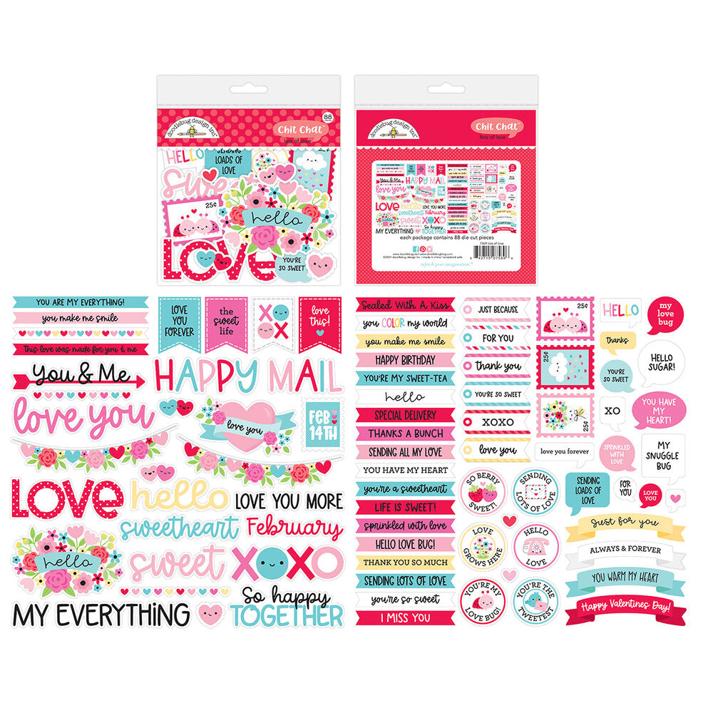 Doodlebug Design - Lots Of Love Collection - Odds and Ends - Die Cut Cardstock Pieces - Chit Chat