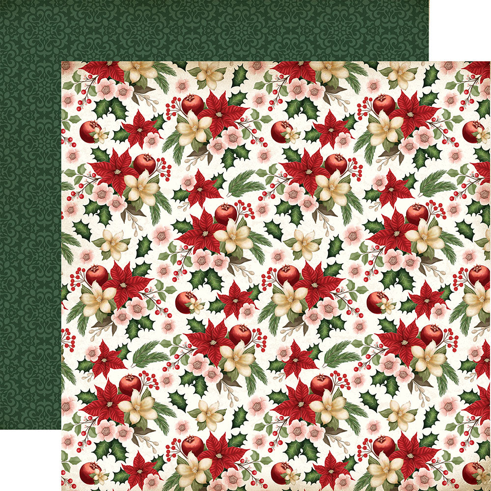 Cardstock - Vintage Christmas Collection - 12 x 12 Double Sided Paper - Holiday Floral - Echo Park