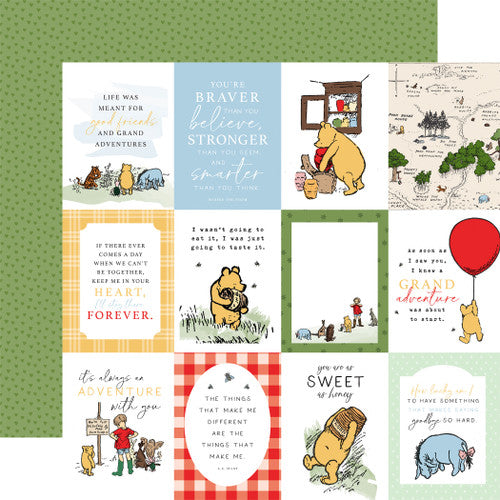 Cardstock - Winnie the Pooh - Echo Park - 3 X 4 Journaling Cards