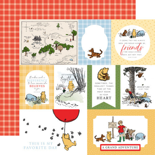 Cardstock - Winnie the Pooh - Echo Park - Multi Journaling Cards