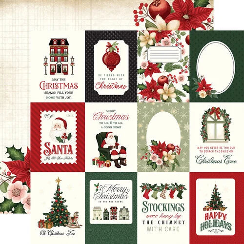 Cardstock - Vintage Christmas Collection - 12 x 12 Double Sided Paper - 3 x 4 Journaling Cards - Echo Park