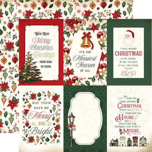 Cardstock - Vintage Christmas Collection - 12 x 12 Double Sided Paper - 4 x 6 Journaling Cards - Echo Park