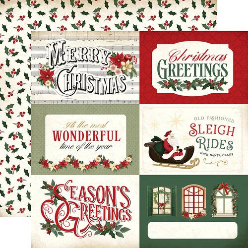 Cardstock - Vintage Christmas Collection - 12 x 12 Double Sided Paper - 6 x 4 Journaling Cards - Echo Park